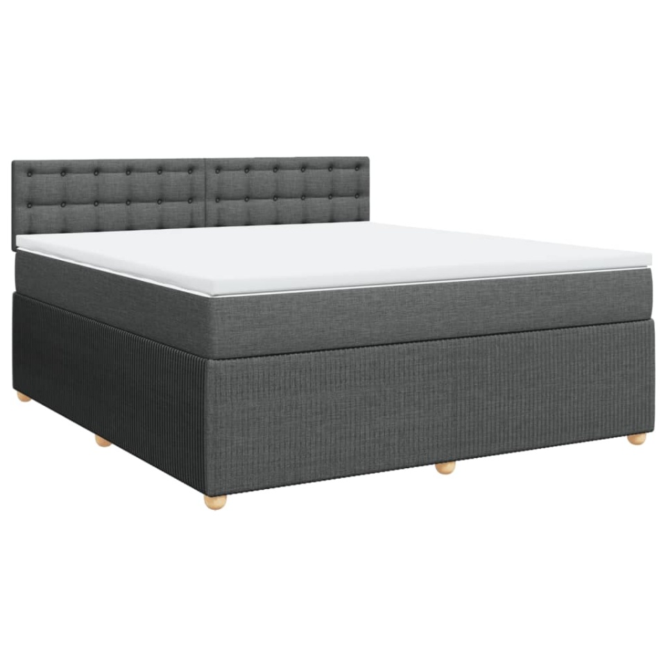 Pat box spring cu saltea, gri închis, 180x200 cm, textil - 2 | YEO