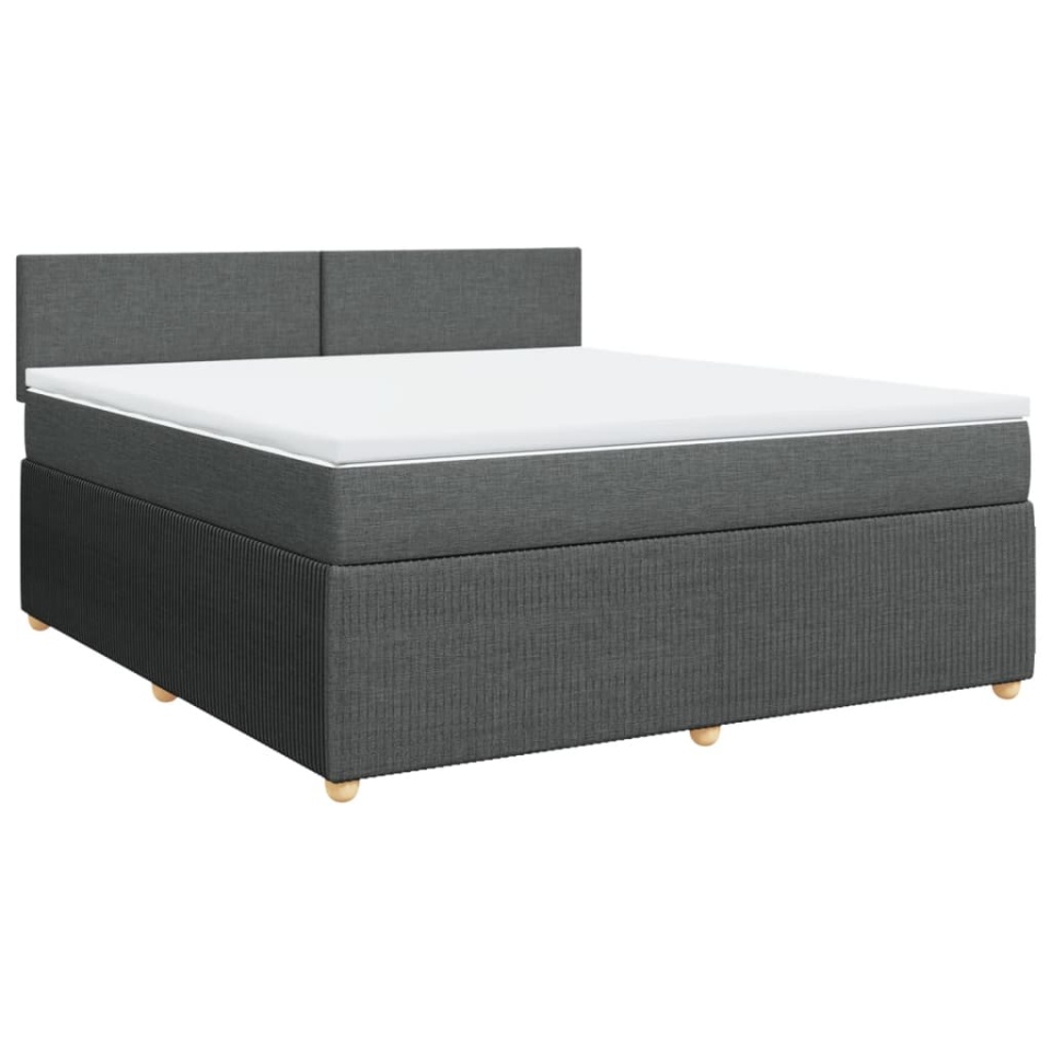 Pat box spring cu saltea, gri închis, 180x200 cm, textil - 2 | YEO