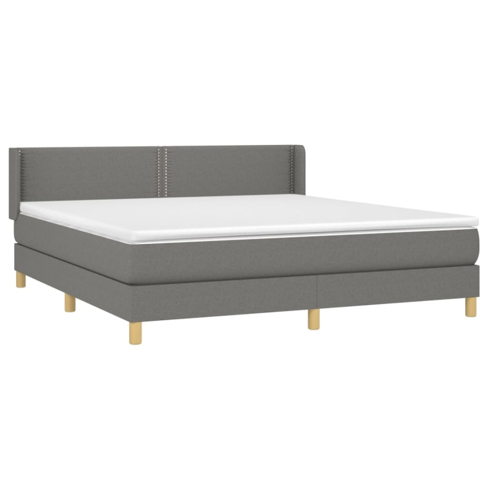 Pat box spring cu saltea, gri închis, 180x200 cm, textil - 2 | YEO