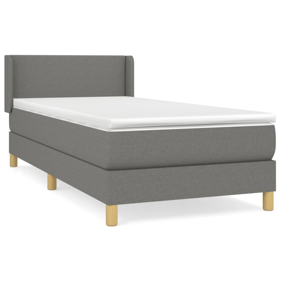 Pat box spring cu saltea, gri închis, 80x200 cm, textil - 1 | YEO