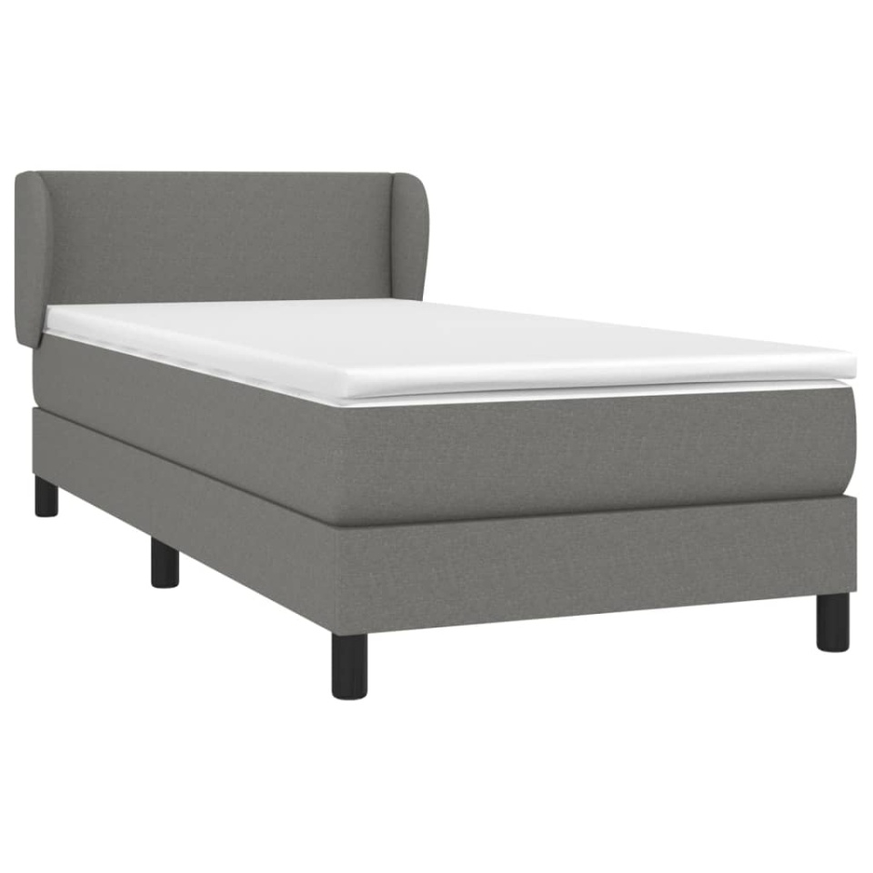 Pat box spring cu saltea, gri închis, 90x190 cm, textil - 2 | YEO