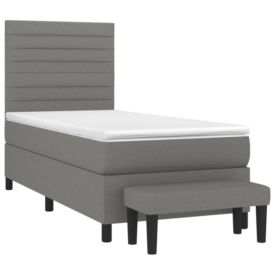 Pat box spring cu saltea, gri închis, 90x190 cm, textil - 2 | YEO