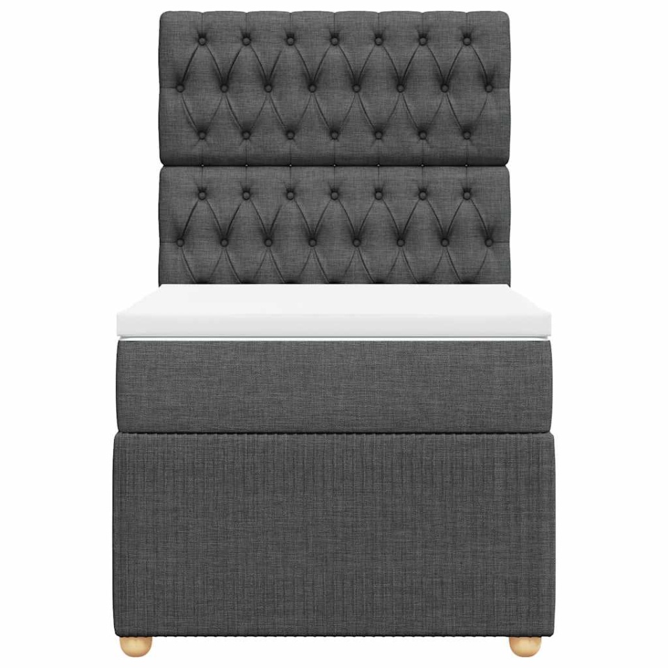 Pat box spring cu saltea, gri închis, 90x190 cm, textil - 3 | YEO
