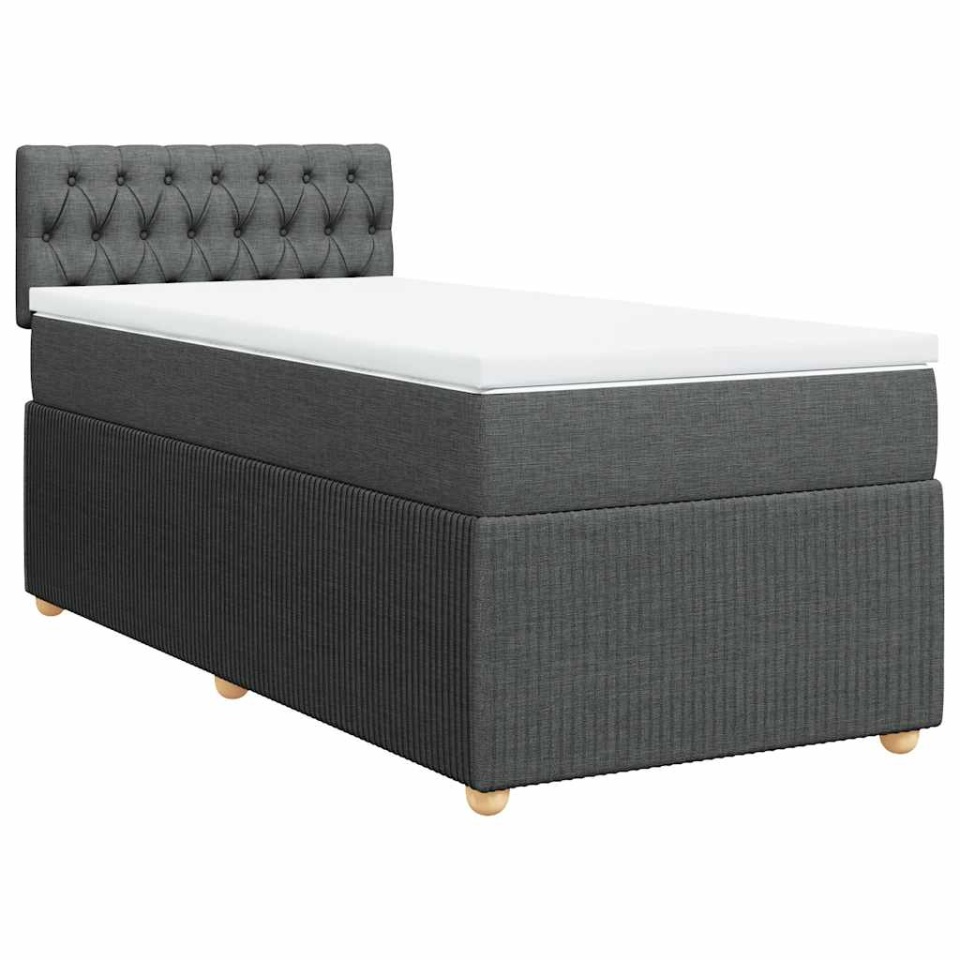 Pat box spring cu saltea, gri închis, 90x190 cm, textil - 2 | YEO