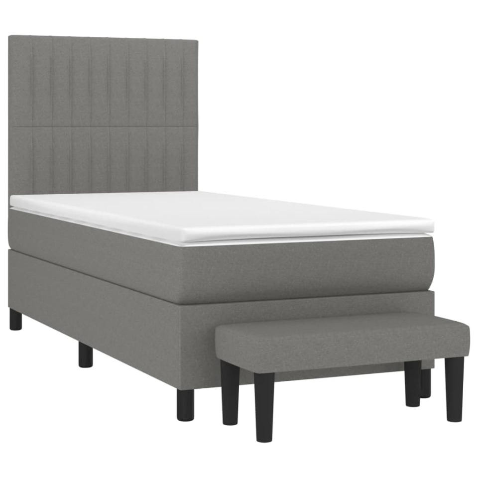 Pat box spring cu saltea, gri închis, 90x190 cm, textil - 2 | YEO