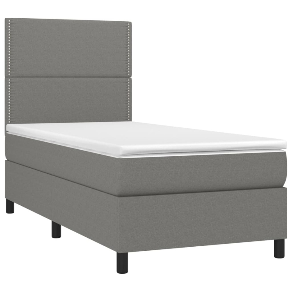 Pat box spring cu saltea, gri închis, 90x190 cm, textil - 2 | YEO
