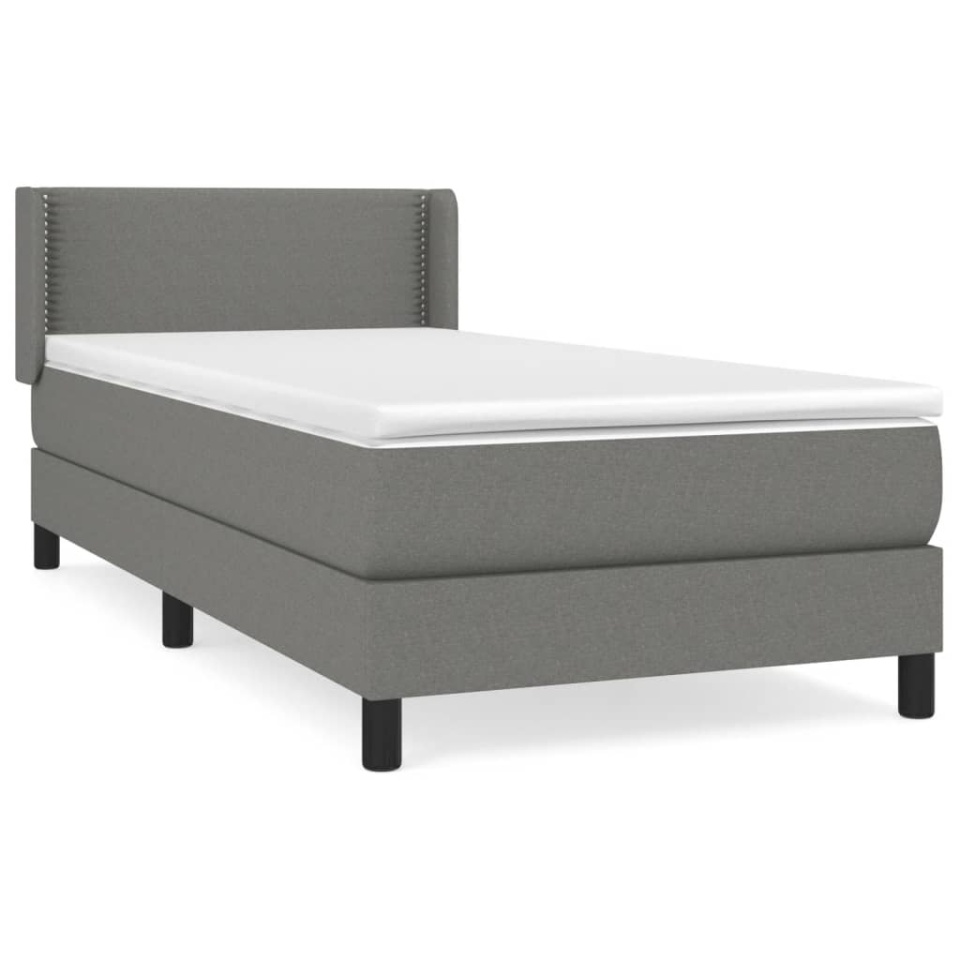 Pat box spring cu saltea, gri închis, 90x200 cm, textil - 1 | YEO