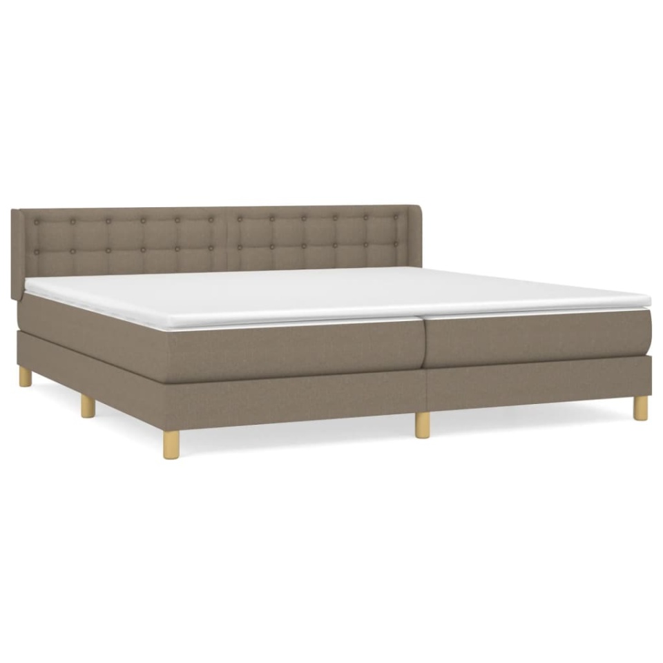 Pat box spring cu saltea, gri taupe, 160x200 cm material textil - 1 | YEO