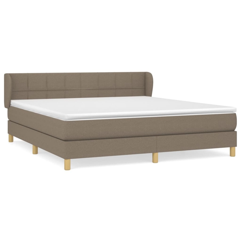 Pat box spring cu saltea, gri taupe, 160x200 cm material textil - 1 | YEO