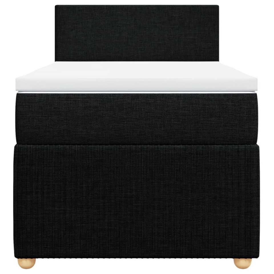 Pat box spring cu saltea, negru, 100x200 cm, textil - 4 | YEO