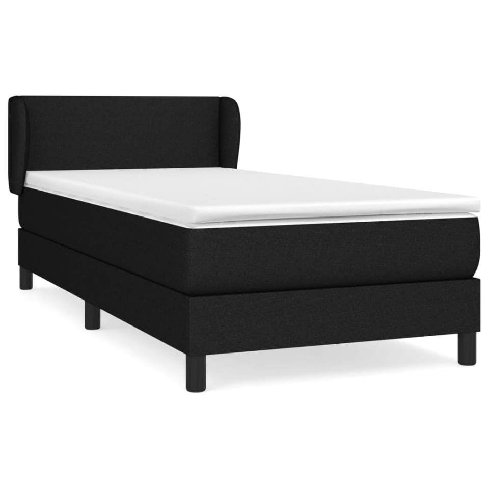 Pat box spring cu saltea, negru, 100x200 cm, textil - 1 | YEO