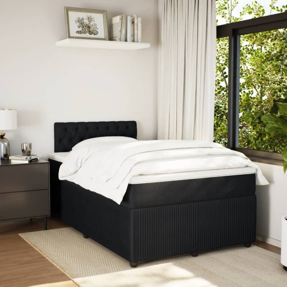 Pat box spring cu saltea, negru, 120x200 cm, catifea - 2 | YEO