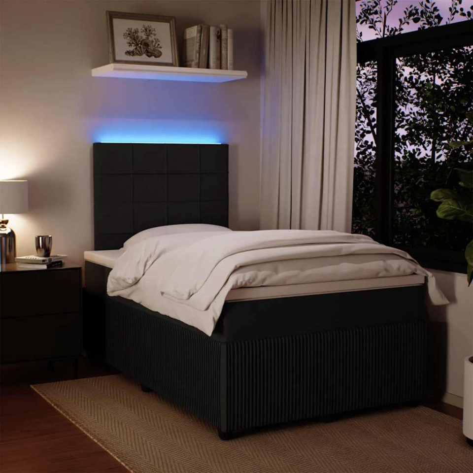 Pat box spring cu saltea, negru, 120x200 cm, catifea - 3 | YEO