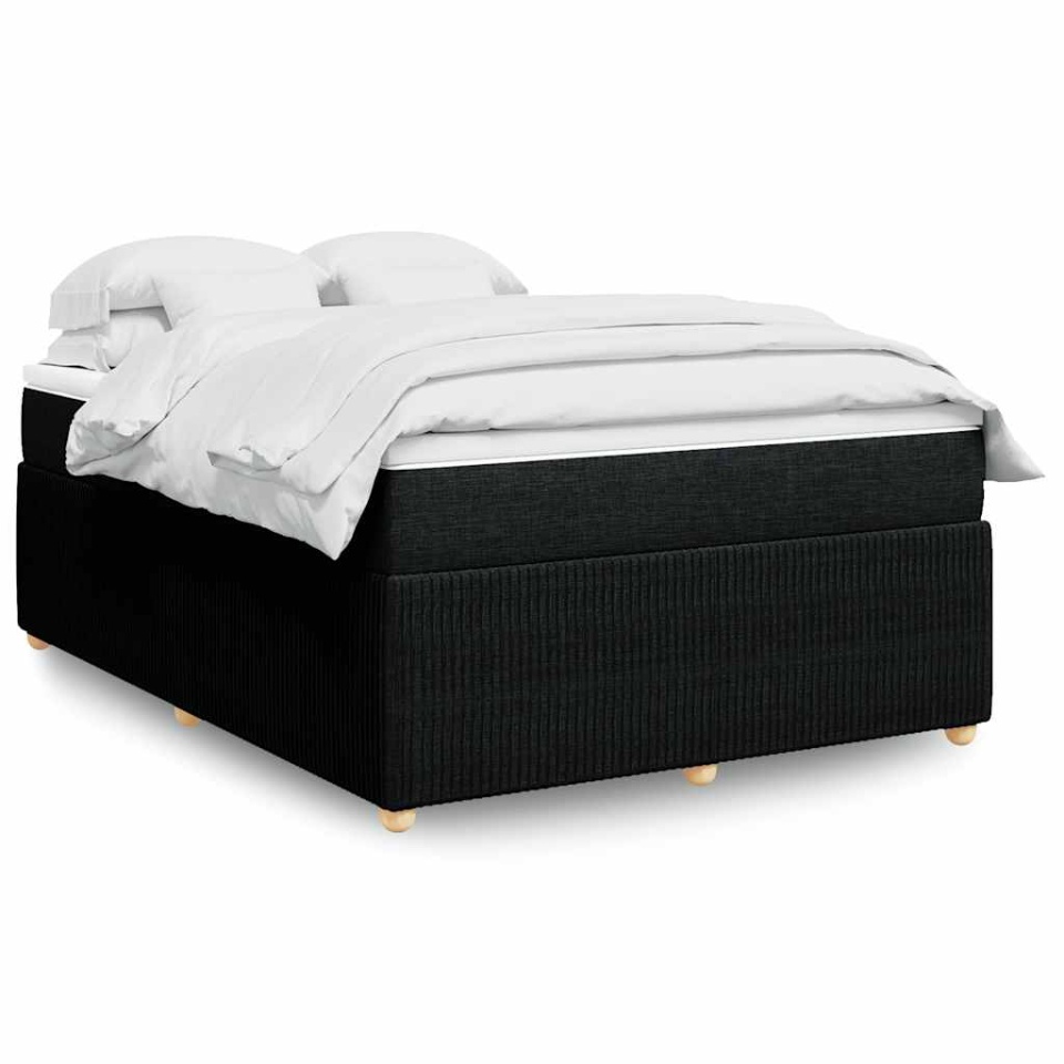 Pat box spring cu saltea, negru, 140x190 cm, textil