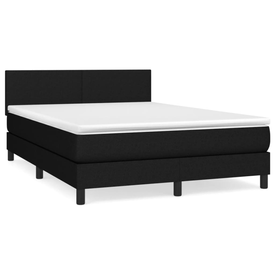 Pat box spring cu saltea, negru, 140x190 cm, textil - 1 | YEO