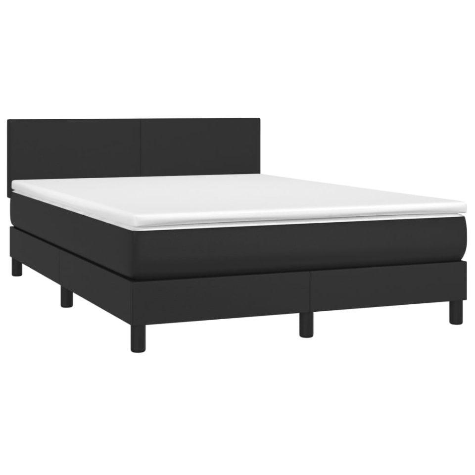 Pat box spring cu saltea, negru, 140x200 cm, piele ecologică - 2 | YEO