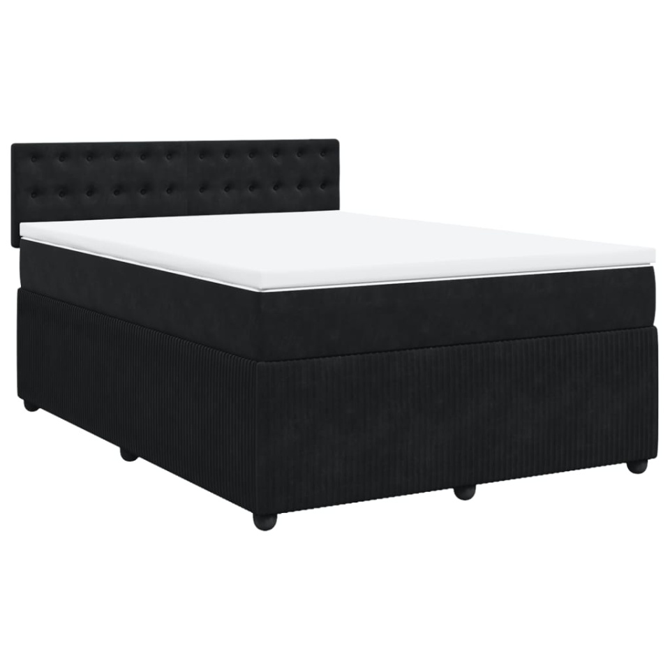 Pat box spring cu saltea, negru, 160x200 cm, catifea - 2 | YEO