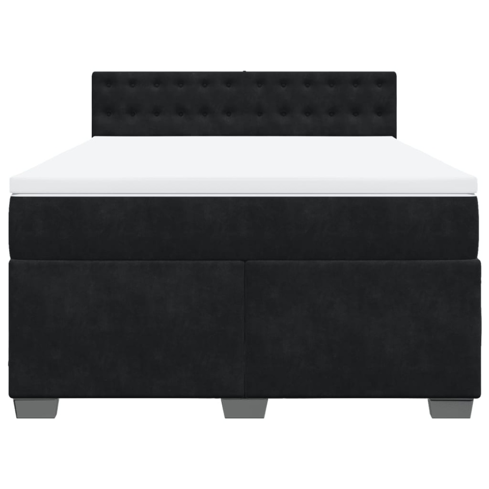 Pat box spring cu saltea, negru, 160x200 cm, catifea - 3 | YEO