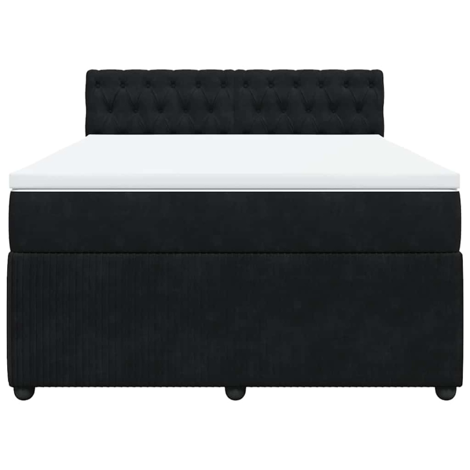 Pat box spring cu saltea, negru, 160x200 cm, catifea - 3 | YEO