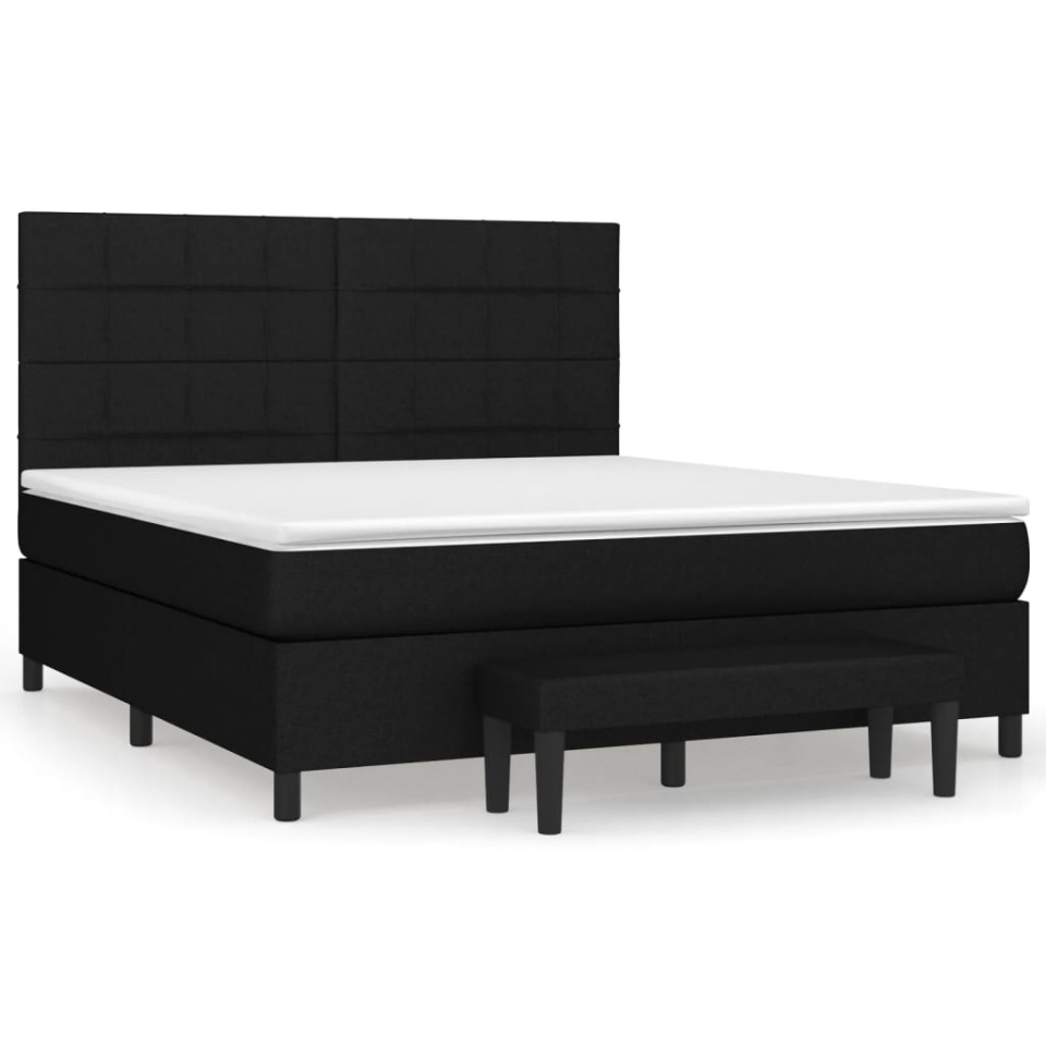 Pat box spring cu saltea, negru, 160x200 cm, textil - 1 | YEO