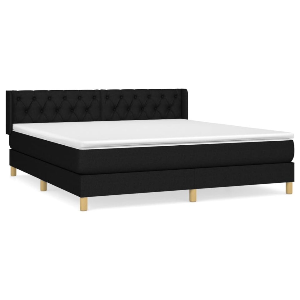 Pat box spring cu saltea, negru, 160x200 cm, textil - 1 | YEO
