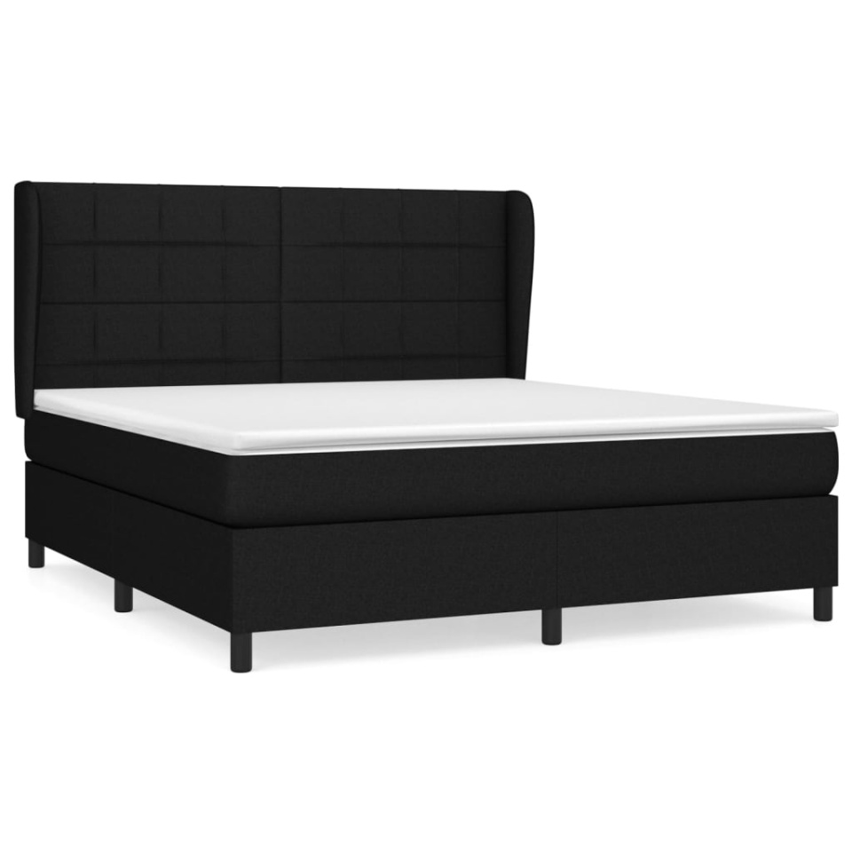 Pat box spring cu saltea, negru, 160x200 cm, textil - 1 | YEO