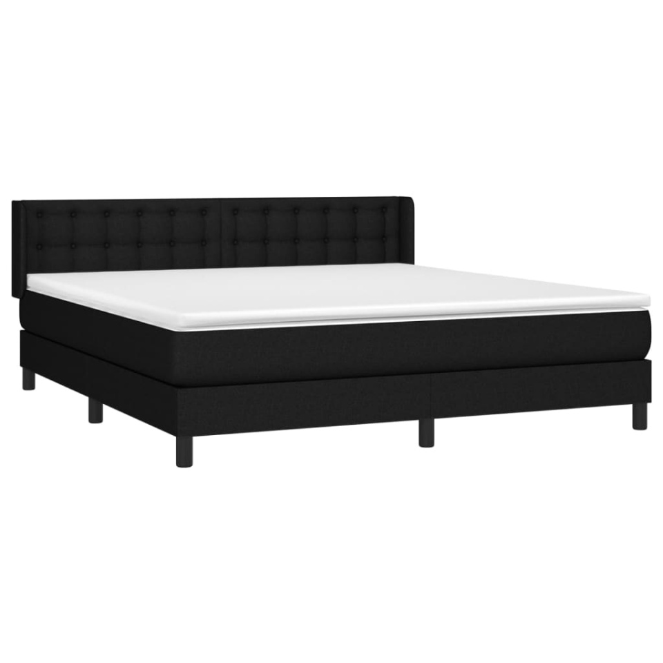 Pat box spring cu saltea, negru, 180x200 cm, catifea - 2 | YEO