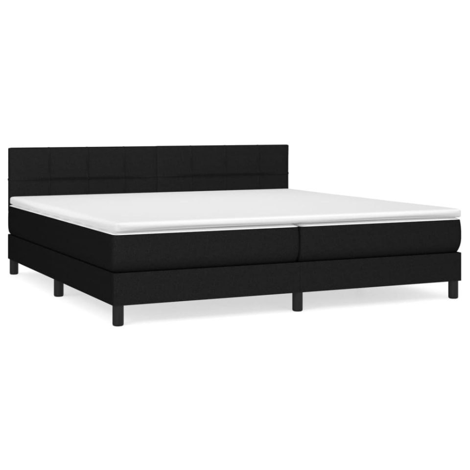 Pat box spring cu saltea, negru, 200x200 cm, textil - 1 | YEO