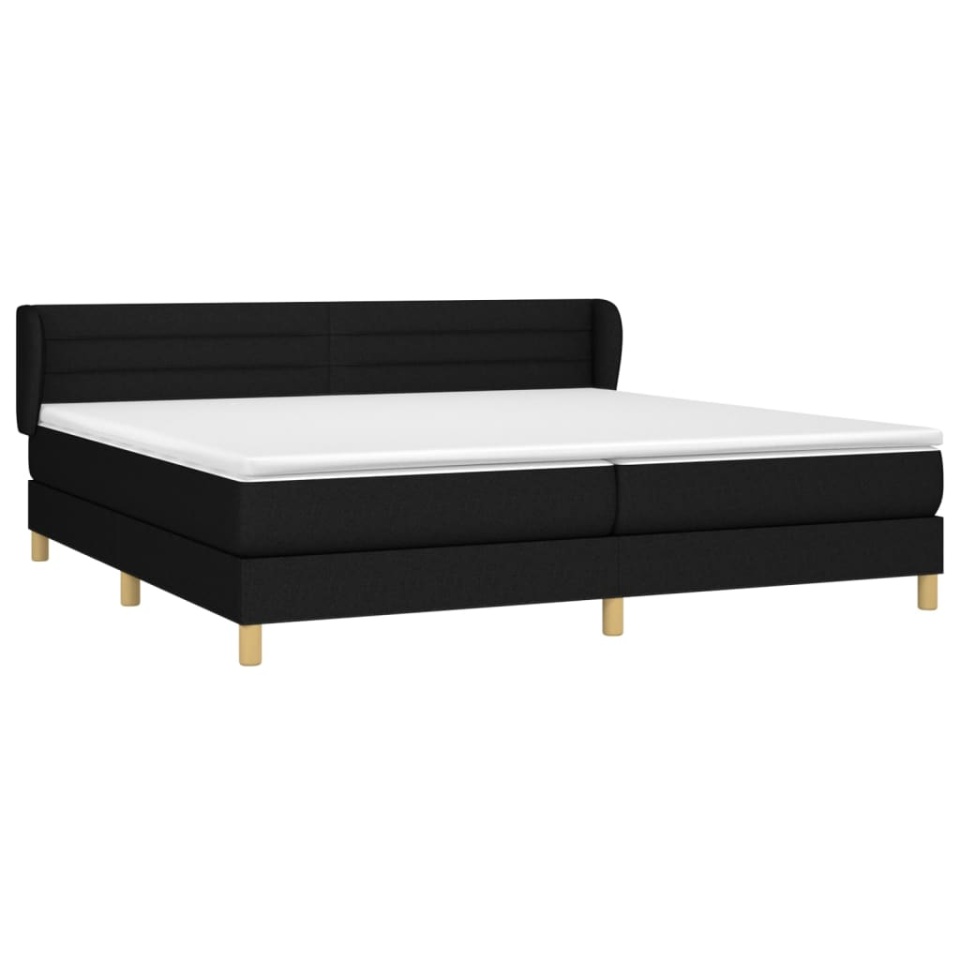 Pat box spring cu saltea, negru, 200x200 cm, textil - 2 | YEO