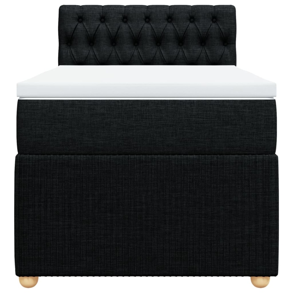 Pat box spring cu saltea, negru, 80x200 cm, textil - 4 | YEO