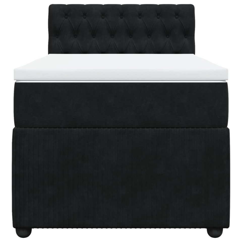 Pat box spring cu saltea, negru, 90x190 cm, catifea - 3 | YEO
