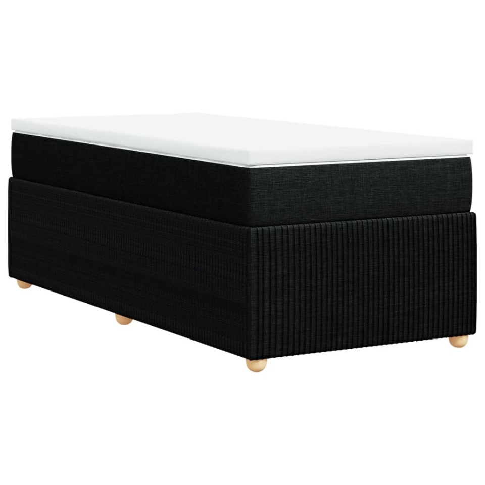 Pat box spring cu saltea, negru, 90x190 cm, textil - 4 | YEO