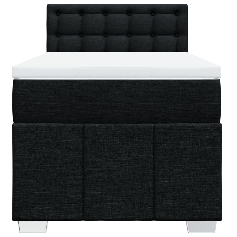 Pat box spring cu saltea, negru, 90x200 cm, textil - 3 | YEO