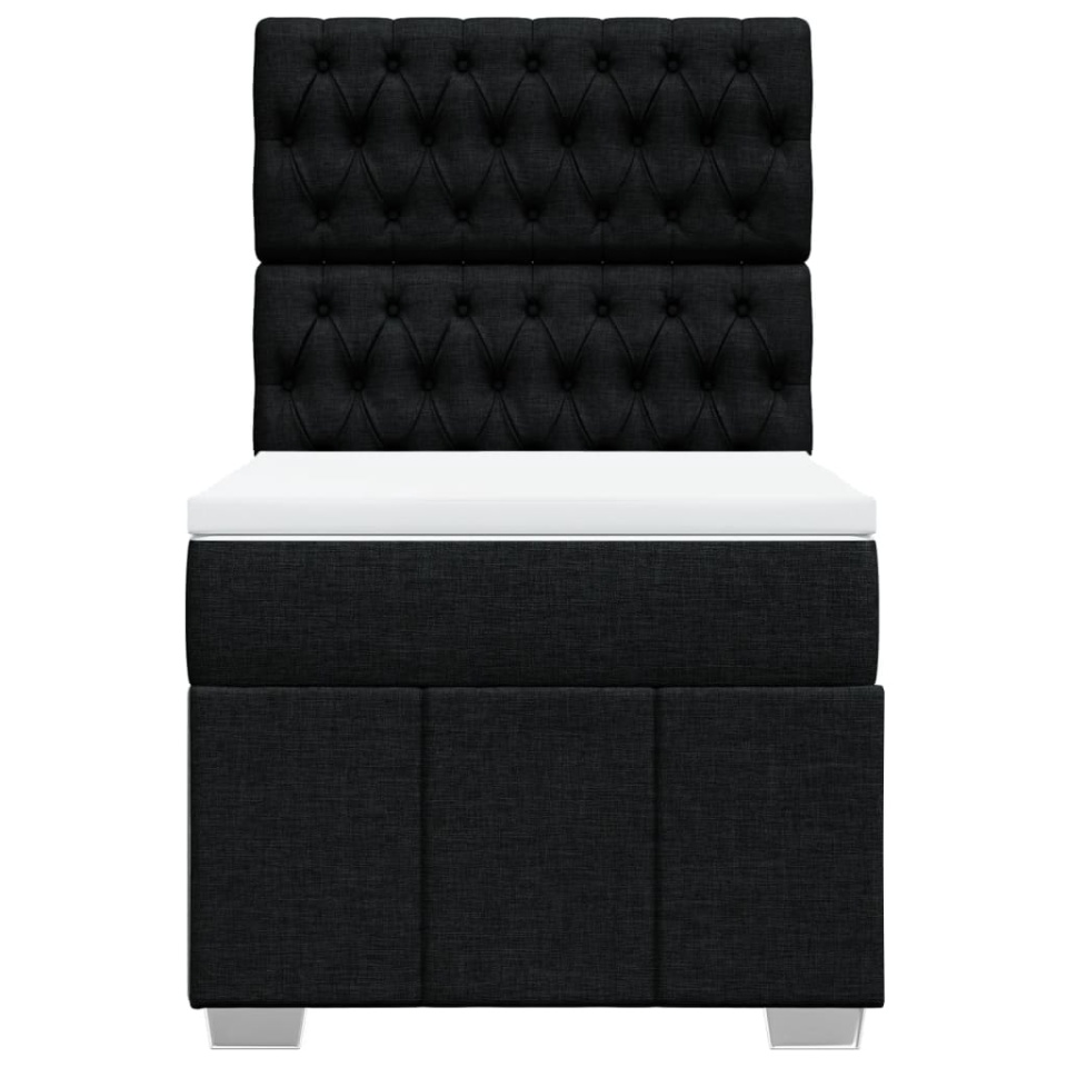 Pat box spring cu saltea, negru, 90x200 cm, textil - 4 | YEO