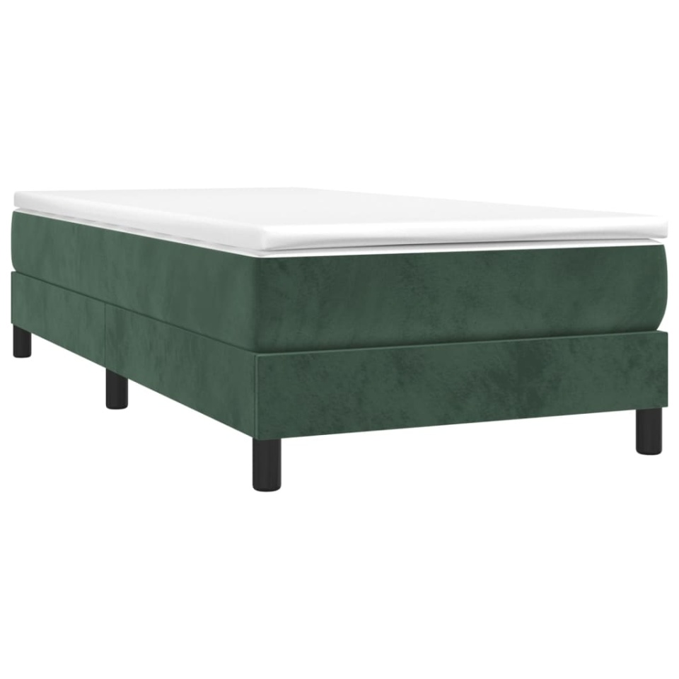 Pat box spring cu saltea, verde închis, 100x200 cm, catifea - 2 | YEO