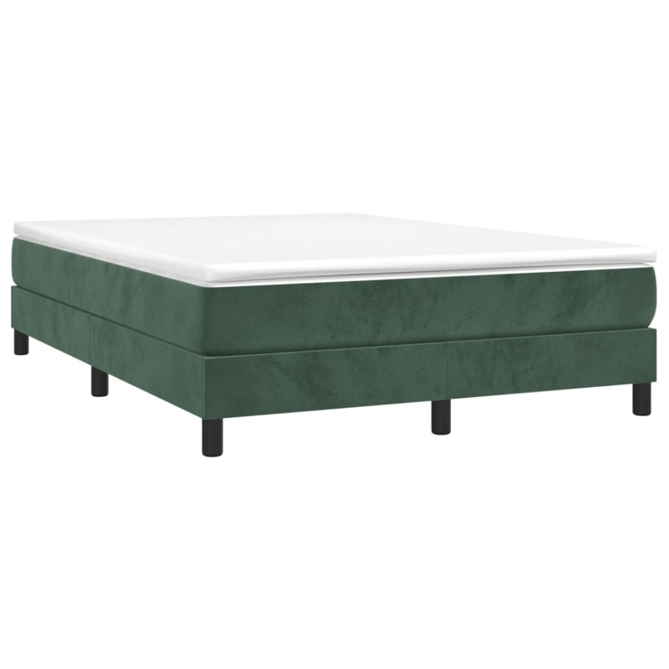 Pat box spring cu saltea, verde închis, 140x200 cm, catifea - 2 | YEO