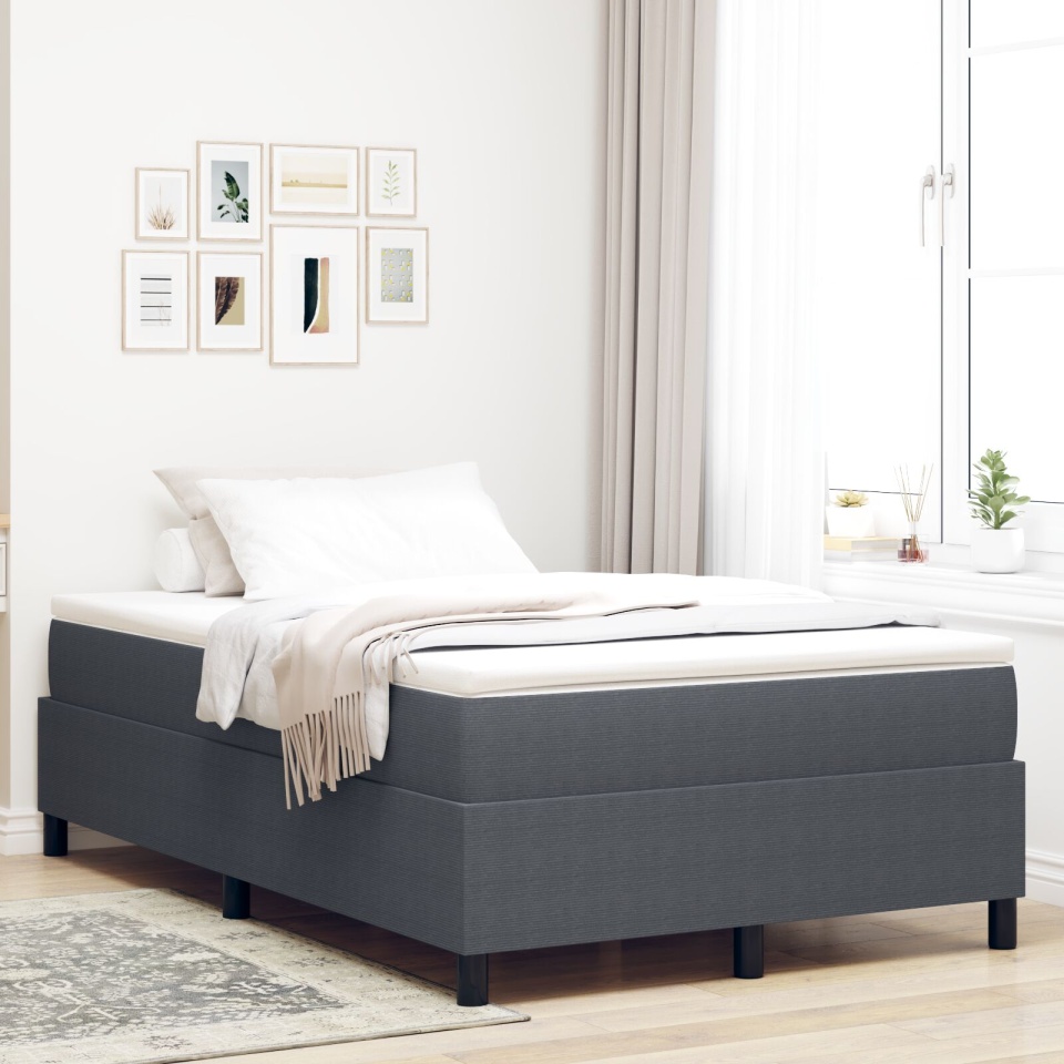 Pat Box Spring Gri Închis 120x200 cm din țesătură de corduroy