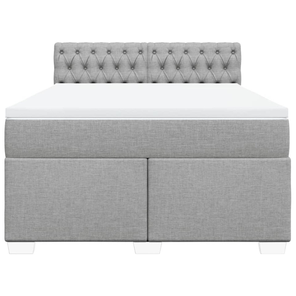 Pat continental cu saltea, gri deschis, 160x200 cm, textil - 3 | YEO