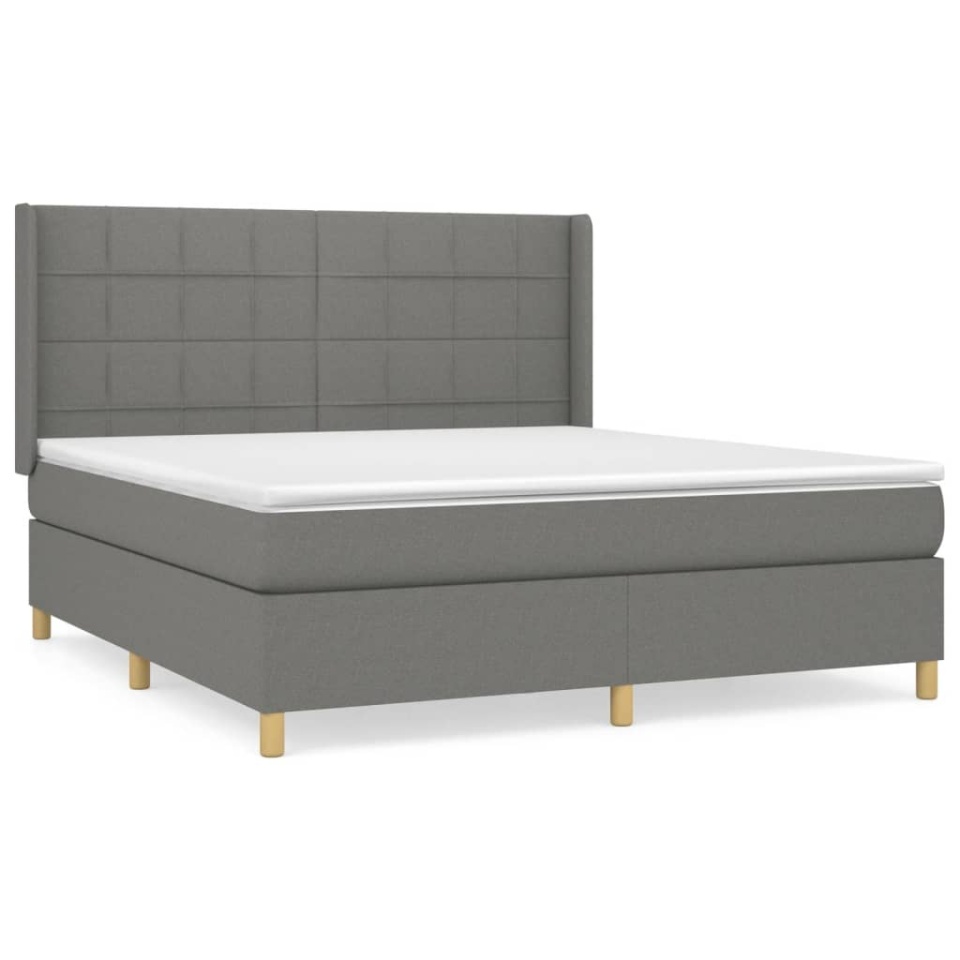 Pat continental cu saltea, gri închis, 160x200 cm, țesătură - 1 | YEO
