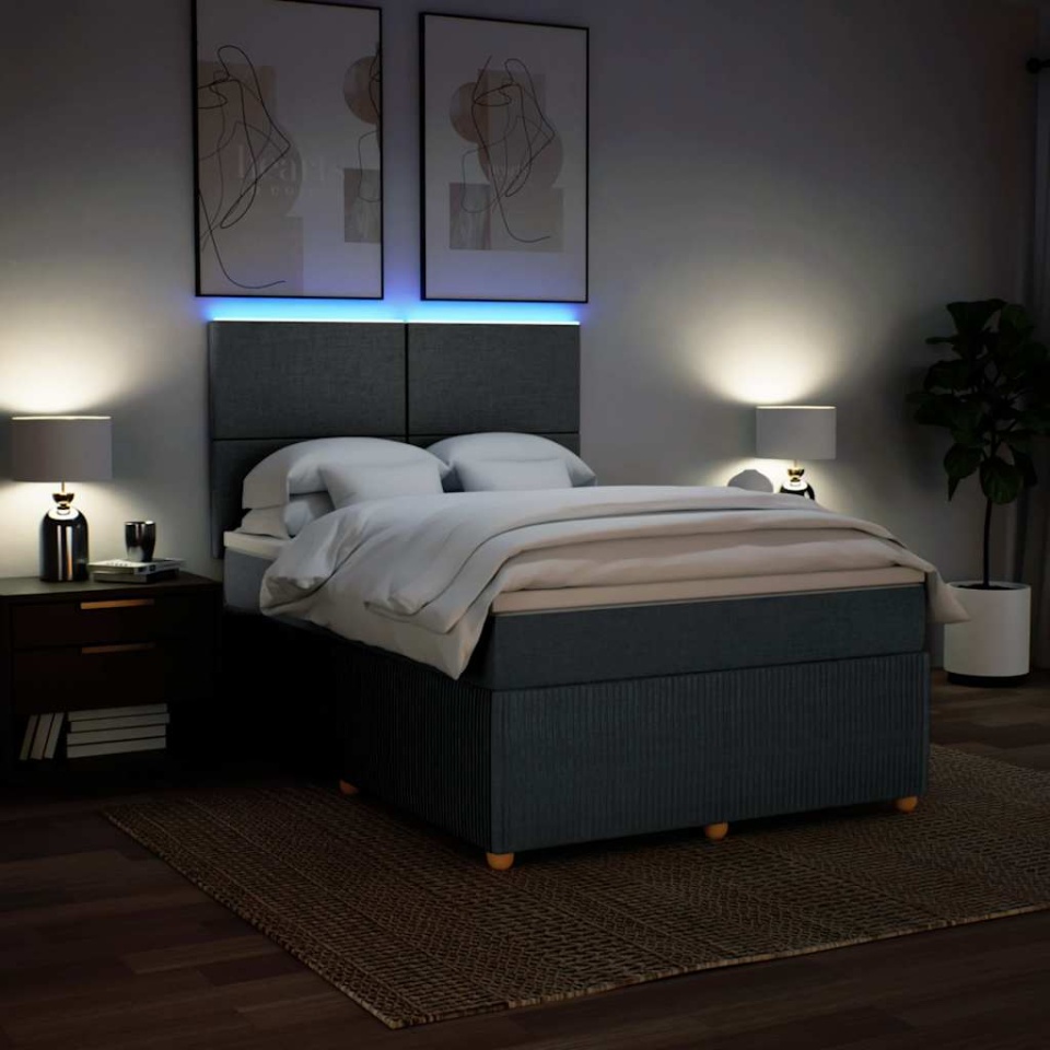 Pat continental cu saltea, gri închis, 160x200 cm, țesătură - 3 | YEO