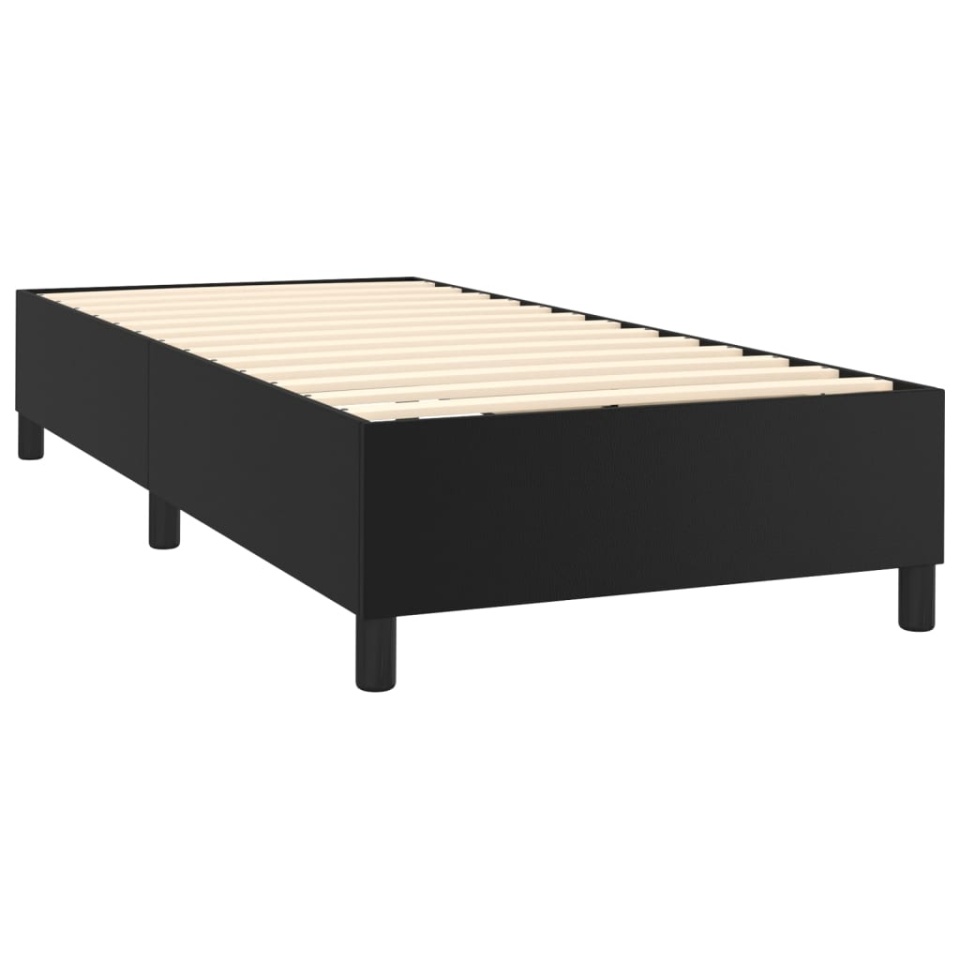 Pat continental cu saltea, negru, 80x200 cm, piele ecologică - 3 | YEO