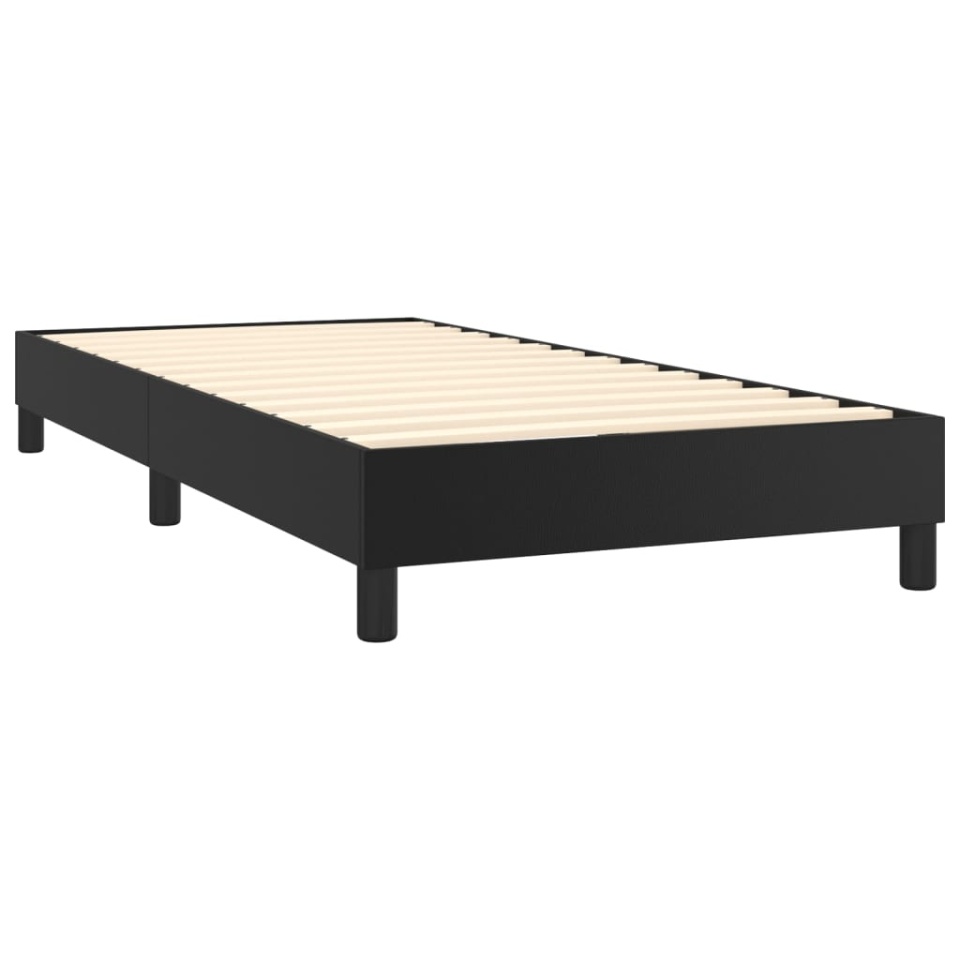 Pat continental cu saltea, negru, 80x200 cm, piele ecologică - 3 | YEO