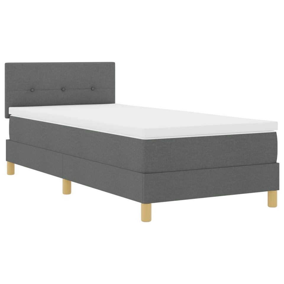 Pat cu Arcuri și Saltea Gri Întunecat 90x200 cm Țesătură - 2 | YEO