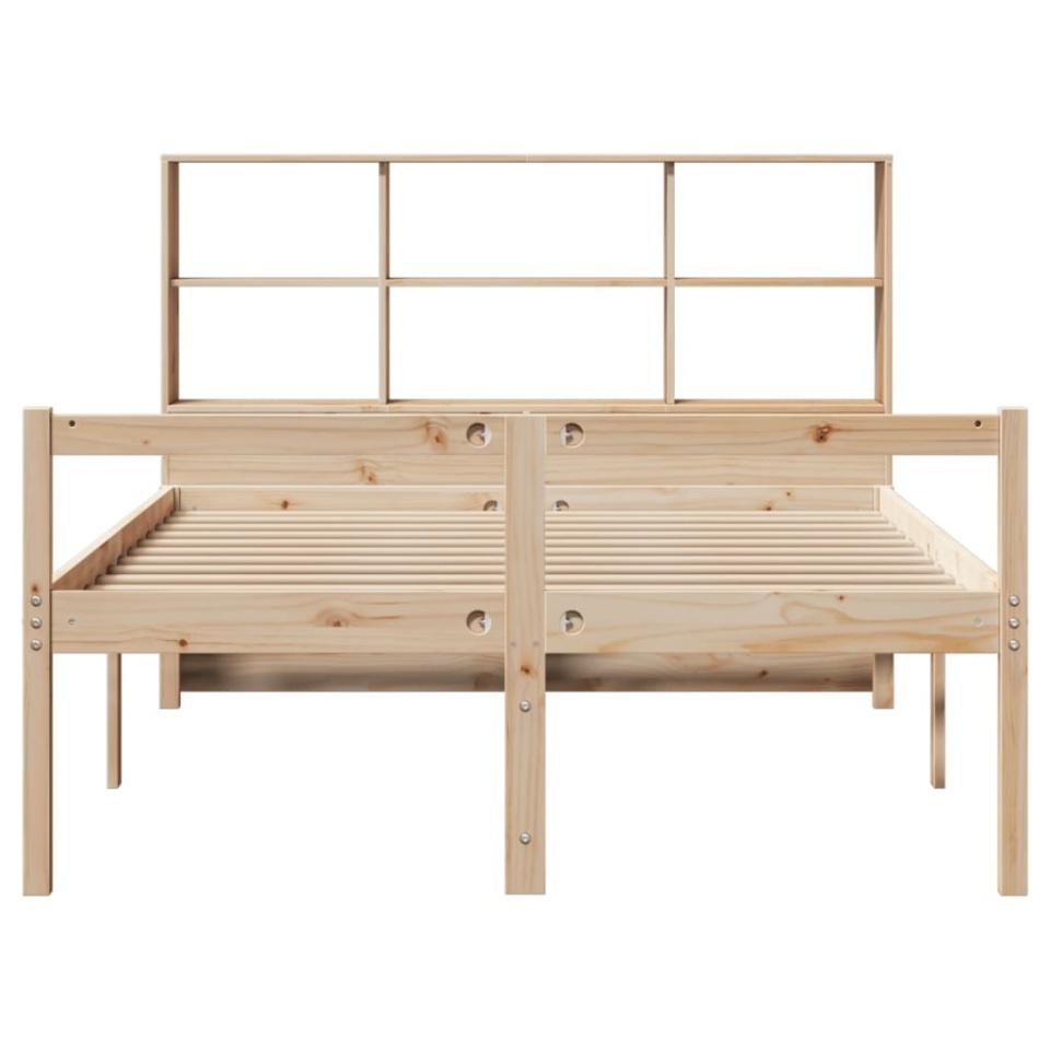 Pat cu bibliotecă fără saltea, 140x190 cm, lemn masiv de pin - 3 | YEO