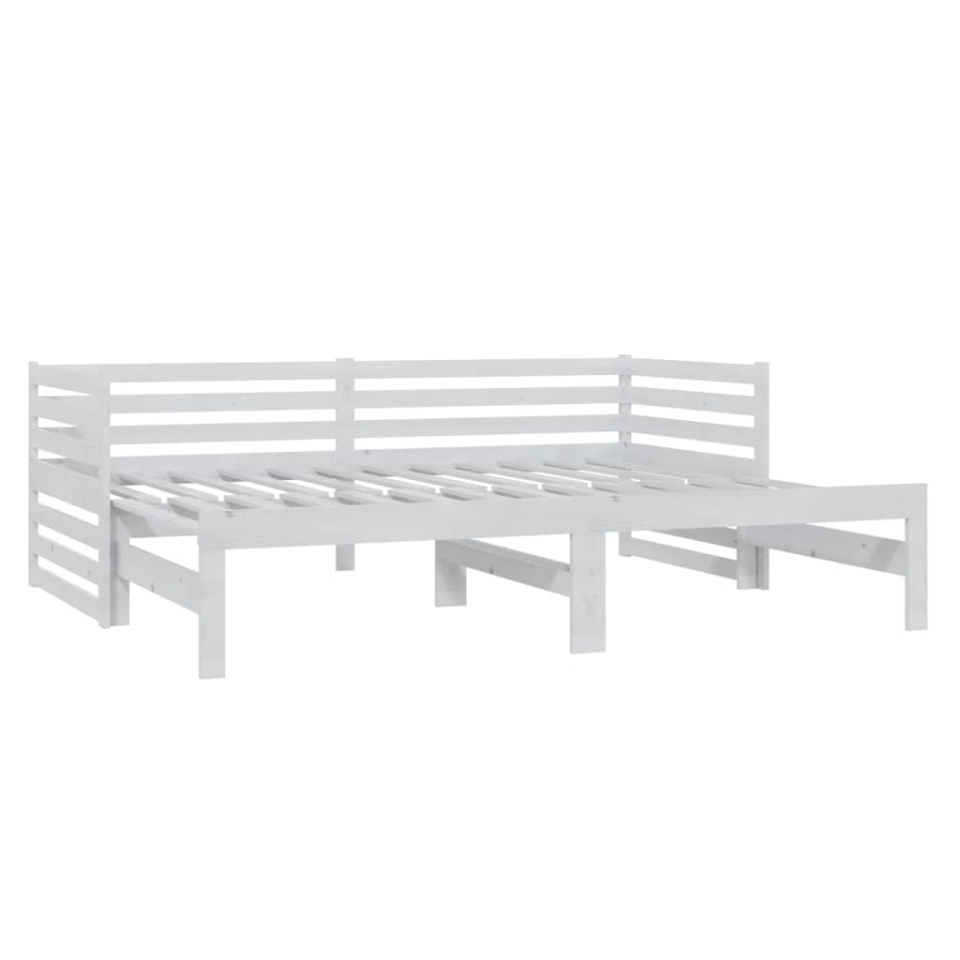 Pat extensibil de zi, 2x(90x200) cm, alb, lemn masiv de pin - 3 | YEO