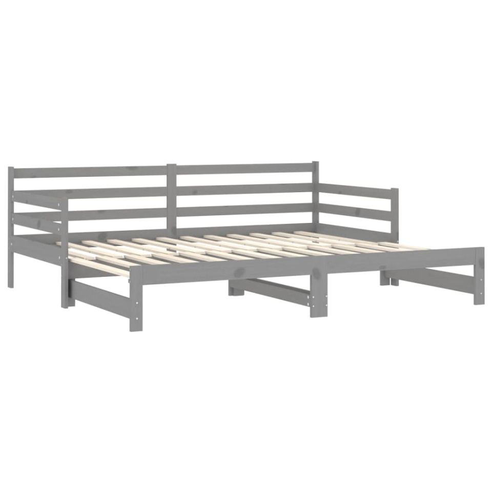 Pat extensibil de zi, 2x(90x200) cm, gri, lemn masiv de pin - 3 | YEO