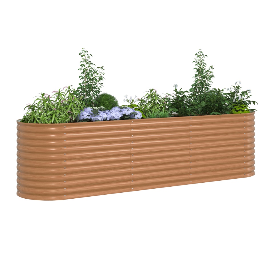 Pat Ridicat Ghiveci Efect De Lemn Metal 320 X 80 X 81 cm Durabil - 2 | YEO