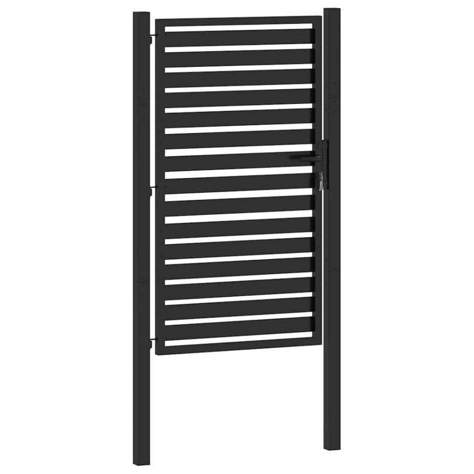 Poarta de gradina incuiata neagra 100x150 cm aluminiu - 3 | YEO