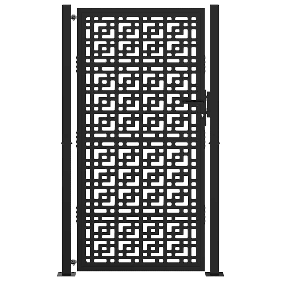 Poarta de gradina neagra 105x180 cm Design cruce de otel - 2 | YEO