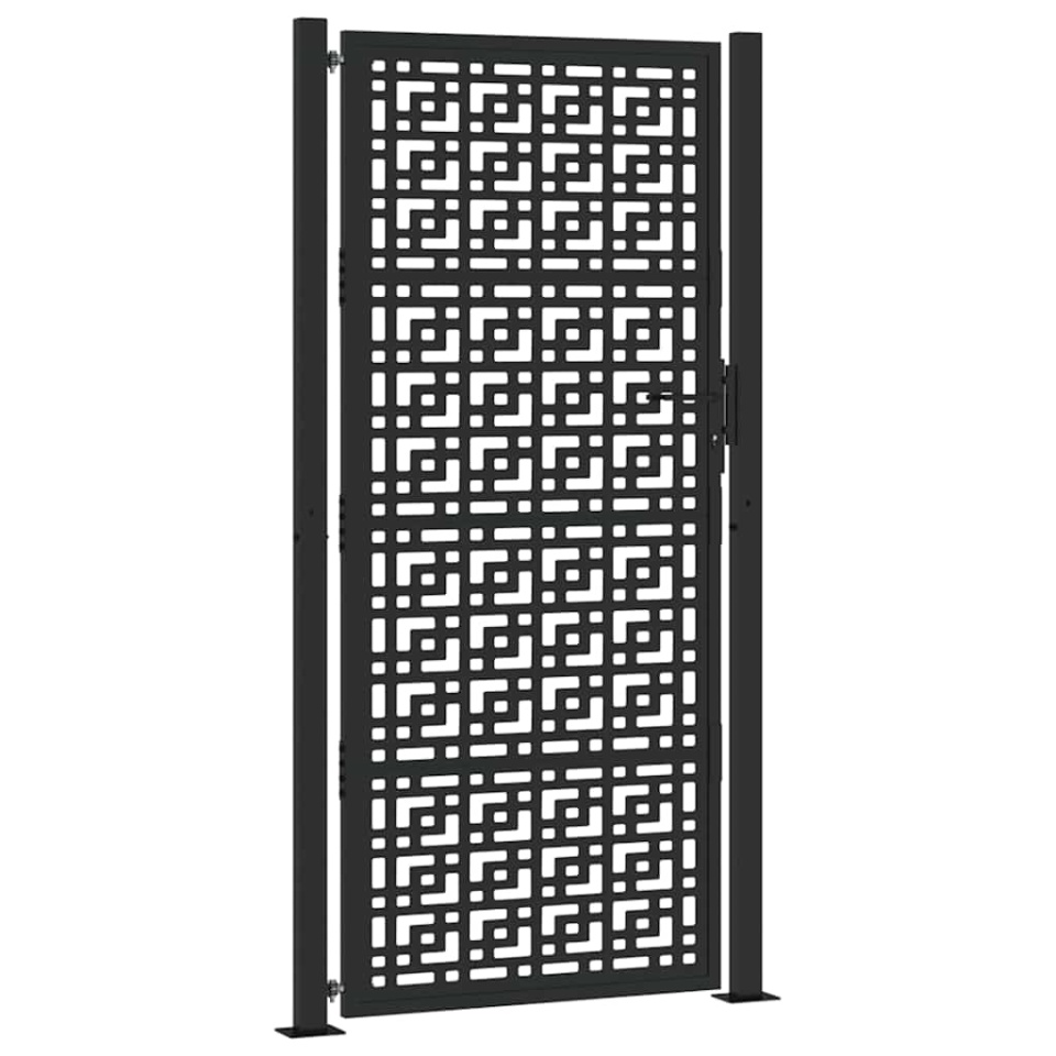Poarta de gradina neagra 105x205 cm Design cruce de otel - 1 | YEO